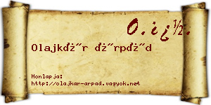 Olajkár Árpád névjegykártya